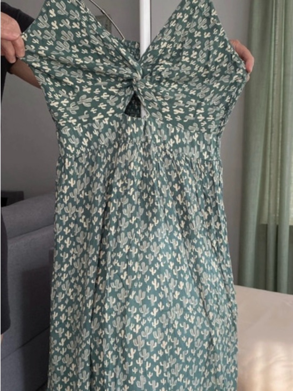 Angie Green and Cream Cactus Print Maxi Dress